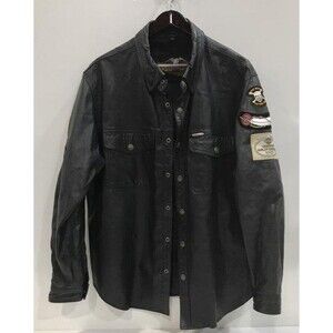 Vintage Harley-Davidson Black Leather Shirt Jacket XL